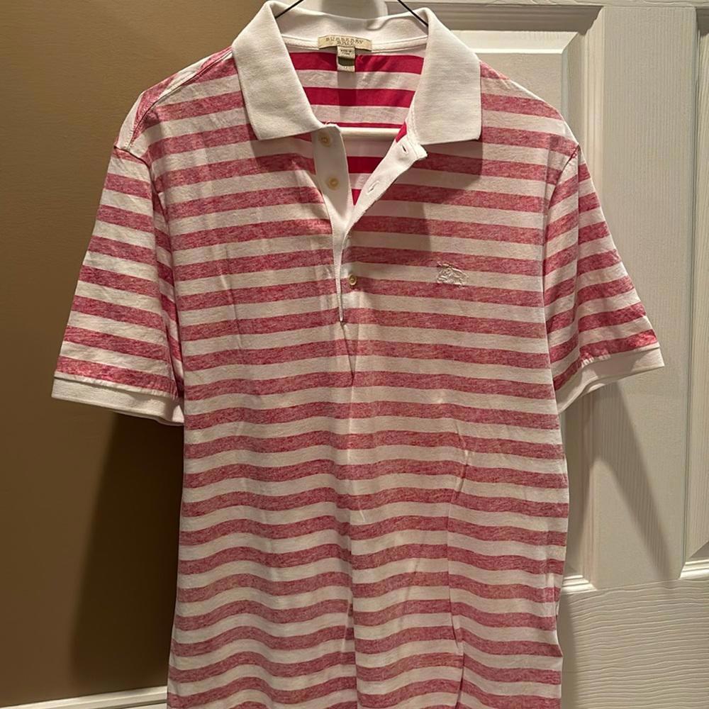 Men Burberry polo pink and white stripes